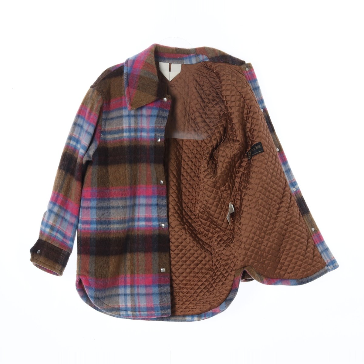 아르켓 울73 헤어리 체크 퀼팅 셔츠 셔킷 재킷 이미지 4