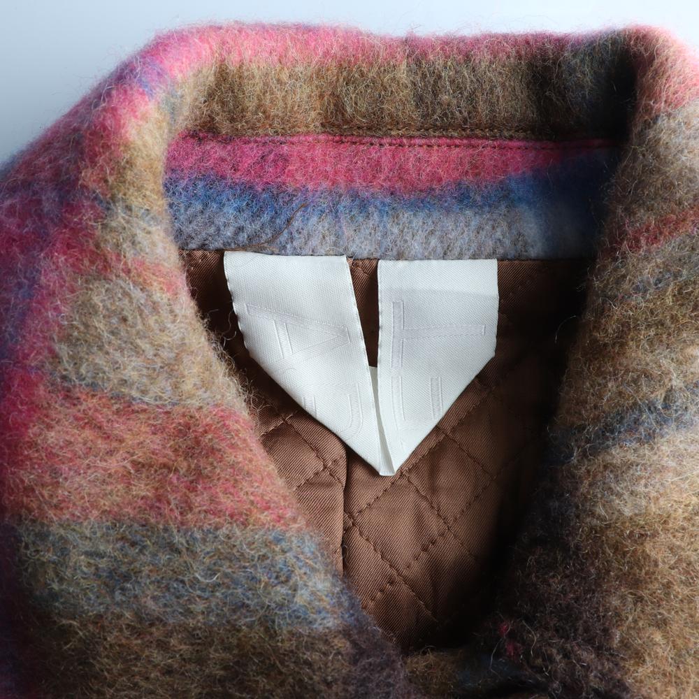 아르켓 울73 헤어리 체크 퀼팅 셔츠 셔킷 재킷 이미지 6