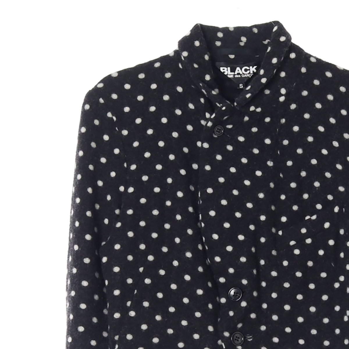 꼼데가르송 울90% 블랙 도트 숏코트 재킷 이미지 2
