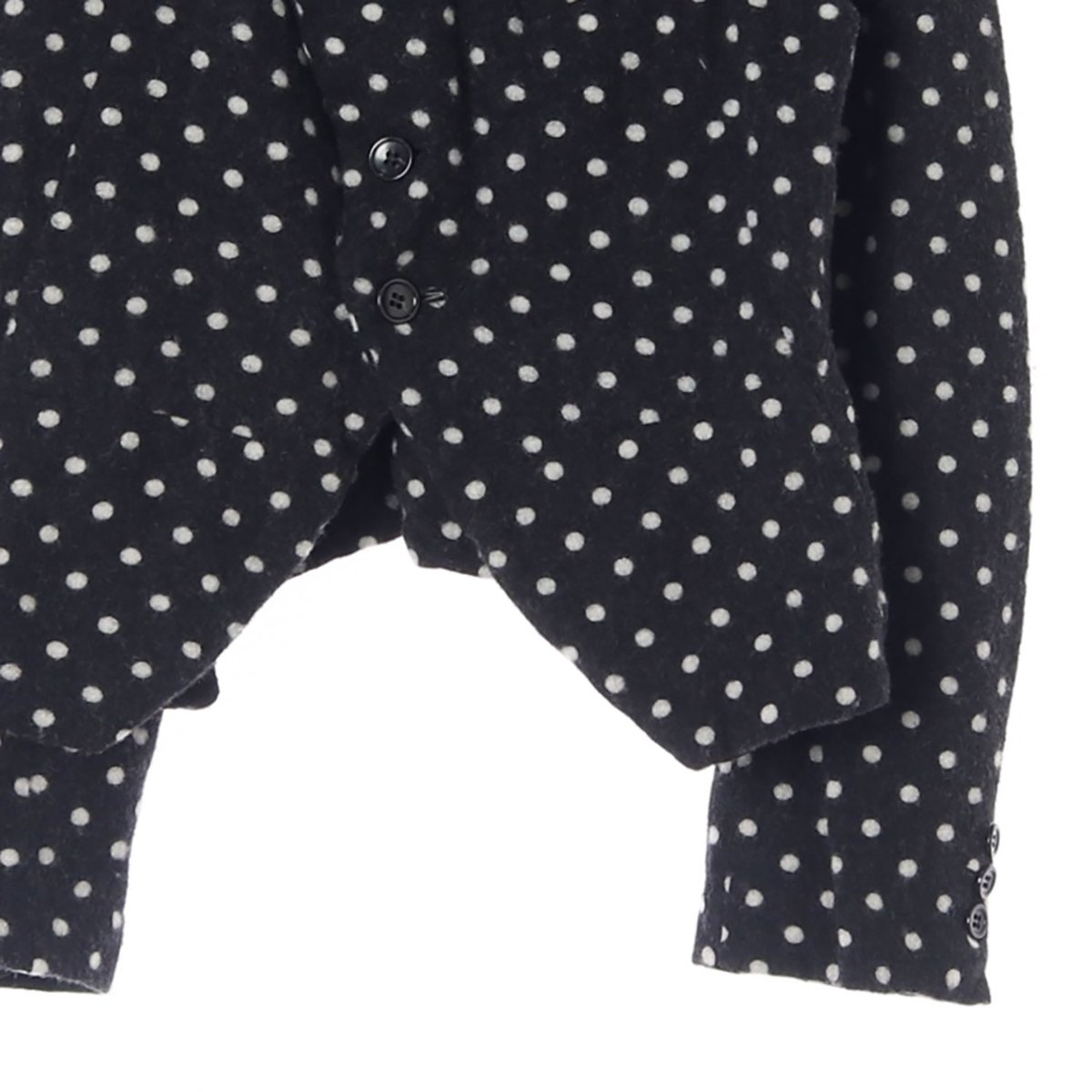 꼼데가르송 울90% 블랙 도트 숏코트 재킷 이미지 3