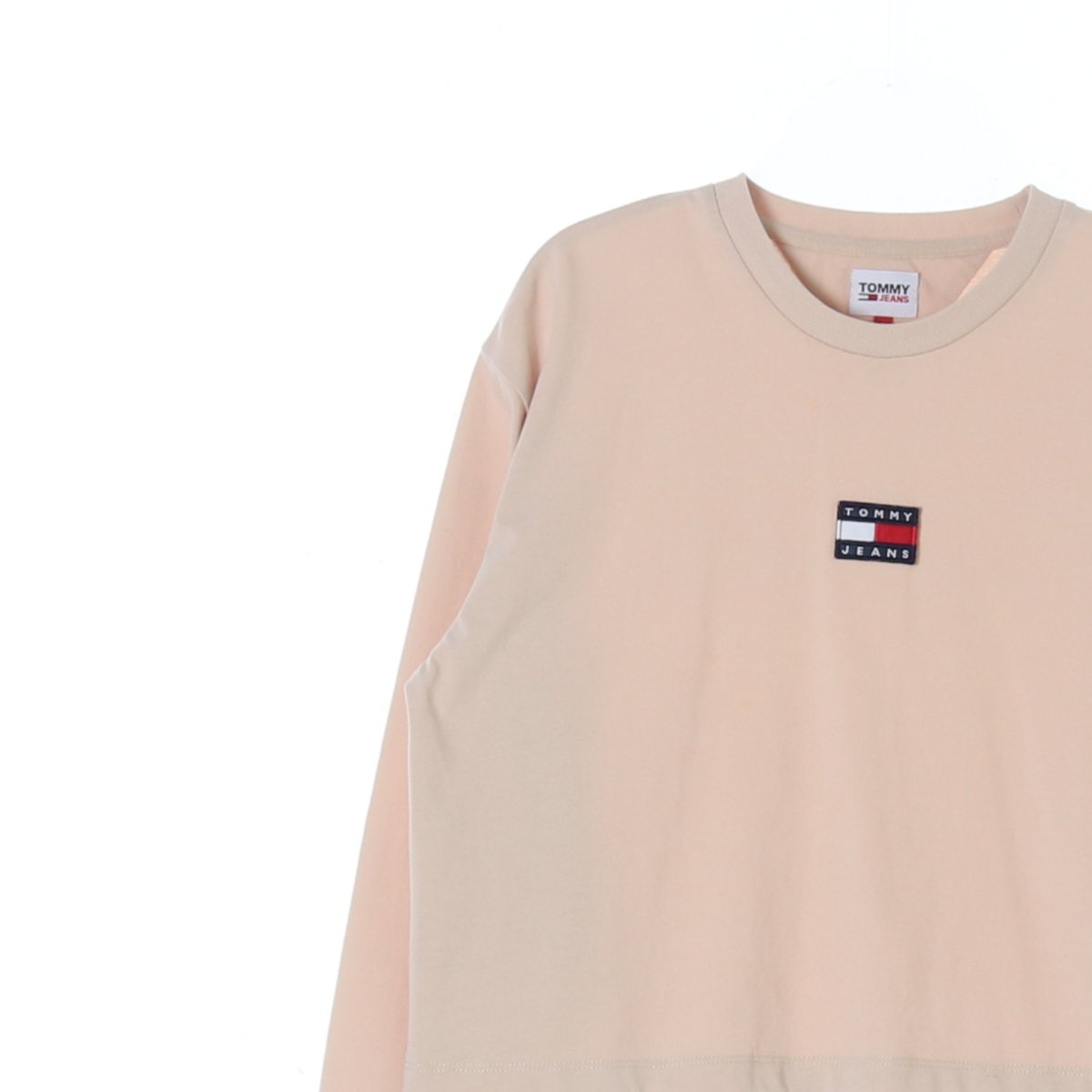 타미 진스 베이지 로고 크롭 맨투맨 스웨트셔츠 이미지 2