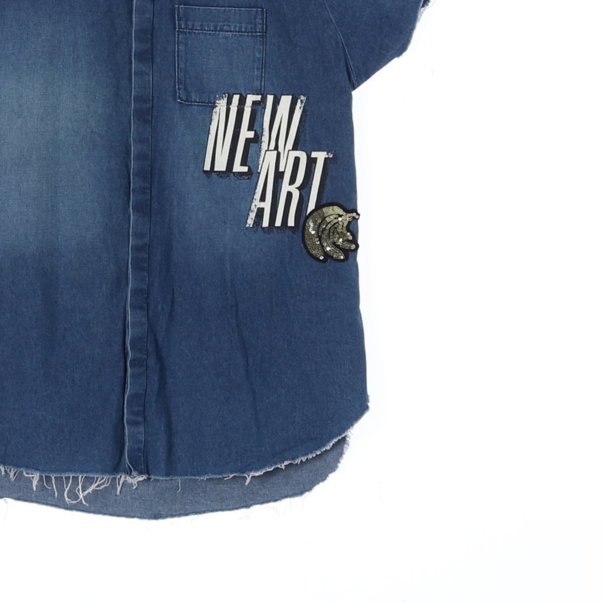 자라 데님 컷아웃 반팔 청셔츠 이미지 3