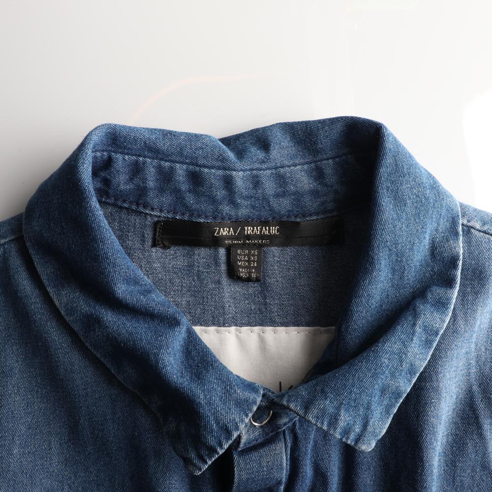 자라 데님 컷아웃 반팔 청셔츠 이미지 5