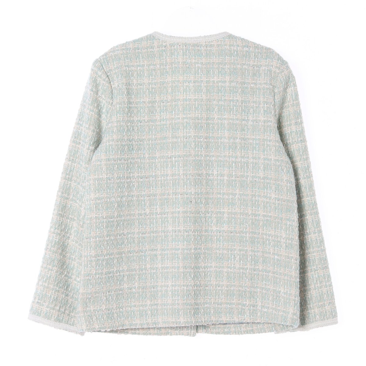 나인 민트 체크 노카라 트위드재킷 이미지 5