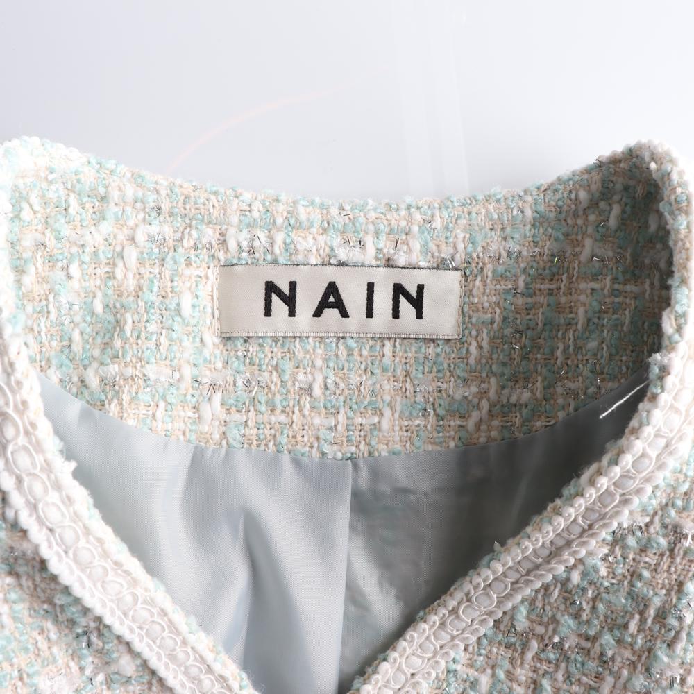 나인 민트 체크 노카라 트위드재킷 이미지 6