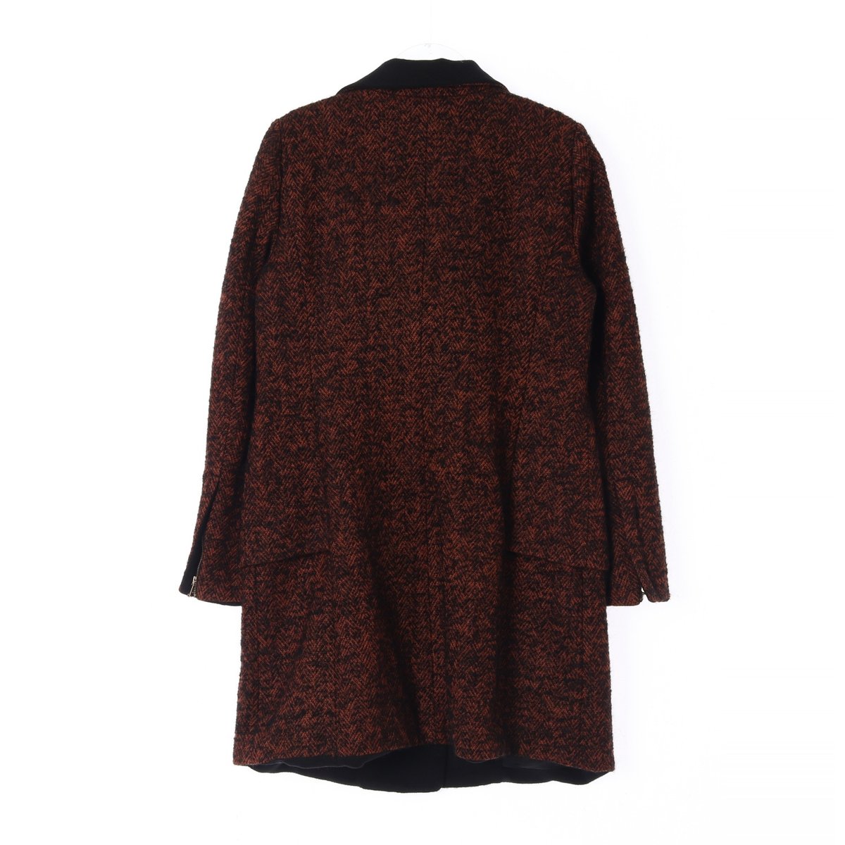 잇미샤 헤링본 빅카라 오픈카라 집업 롱 울코트 이미지 5