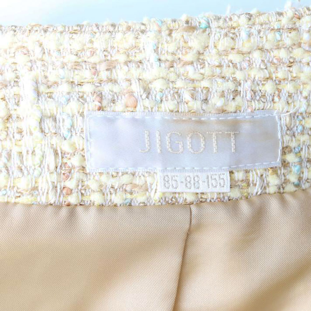 지고트 베이지 진주 버튼 트위드 재킷 이미지 6