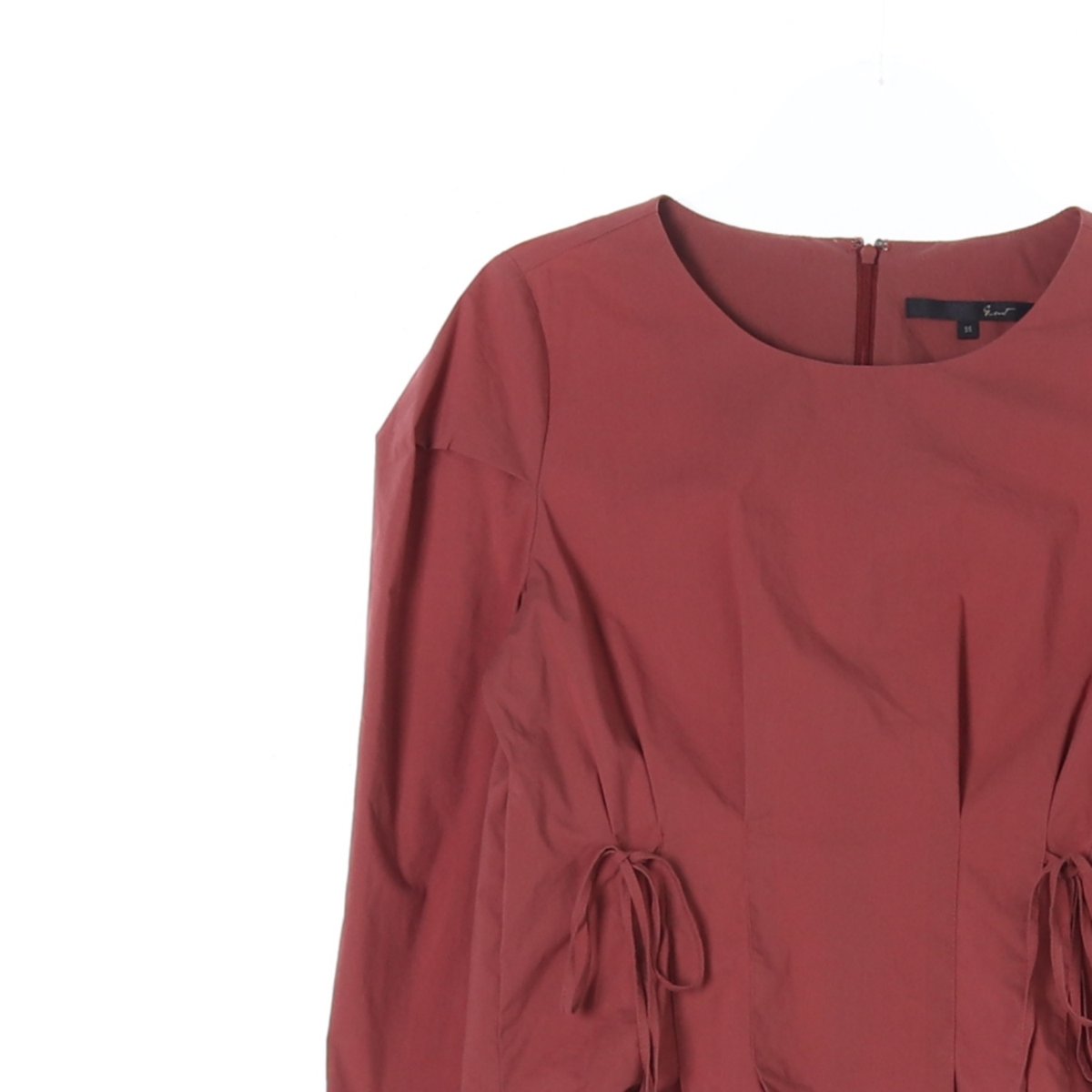 지컷 브릭 리본 타이 발레코어 긴팔 라운드 블라우스 이미지 2