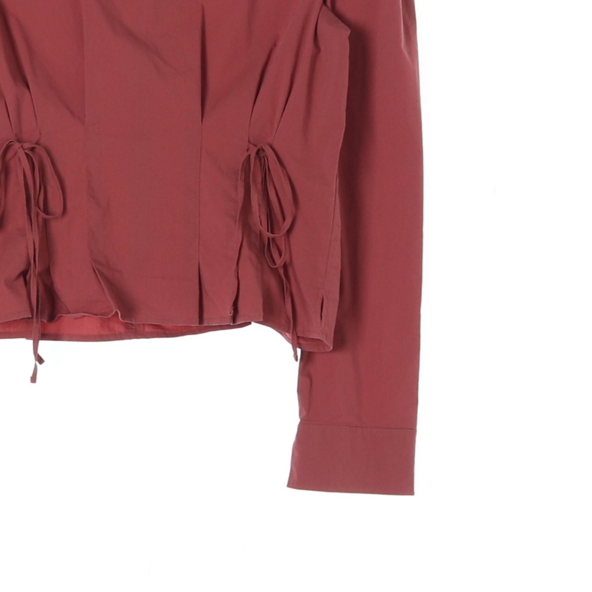 지컷 브릭 리본 타이 발레코어 긴팔 라운드 블라우스 이미지 3