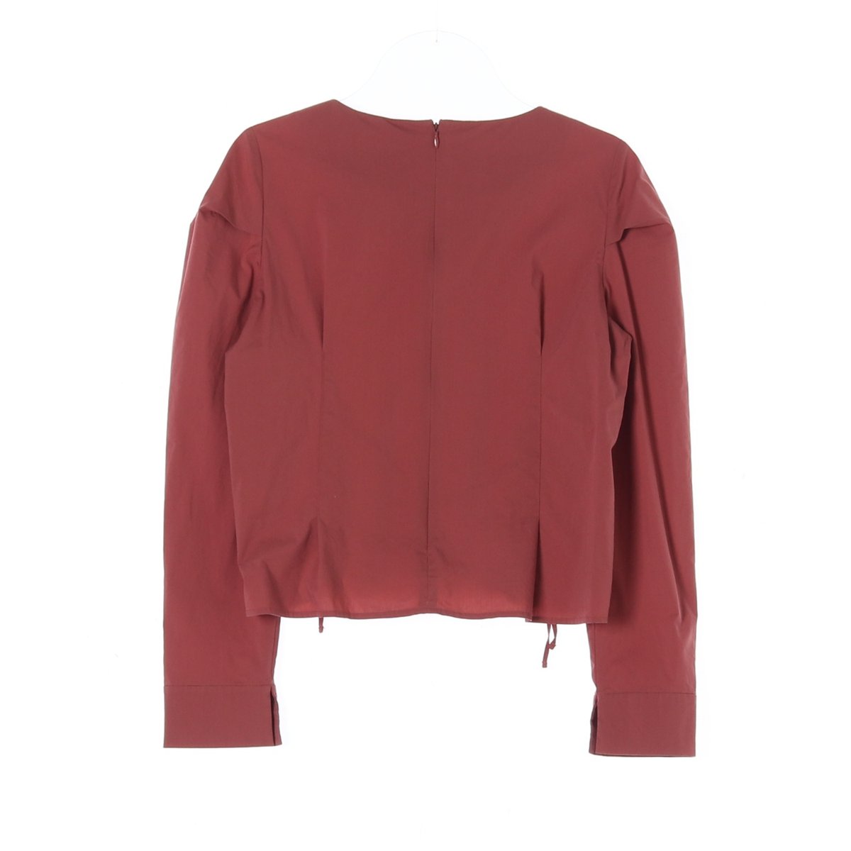 지컷 브릭 리본 타이 발레코어 긴팔 라운드 블라우스 이미지 4