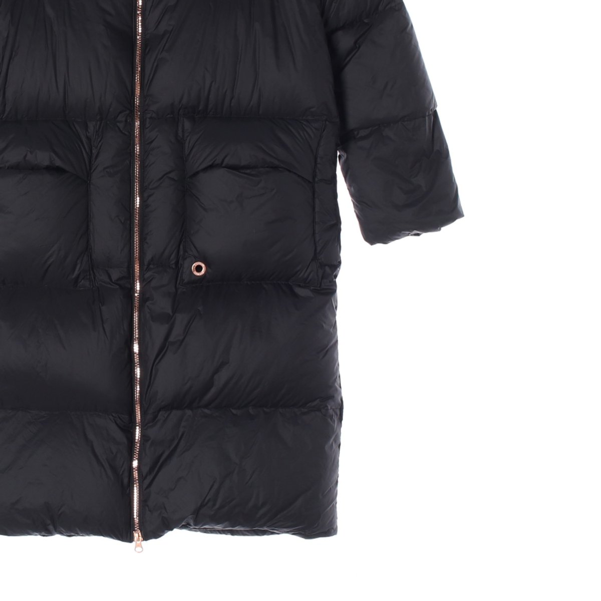 리복 구스다운 블랙 롱패딩 파카 이미지 3