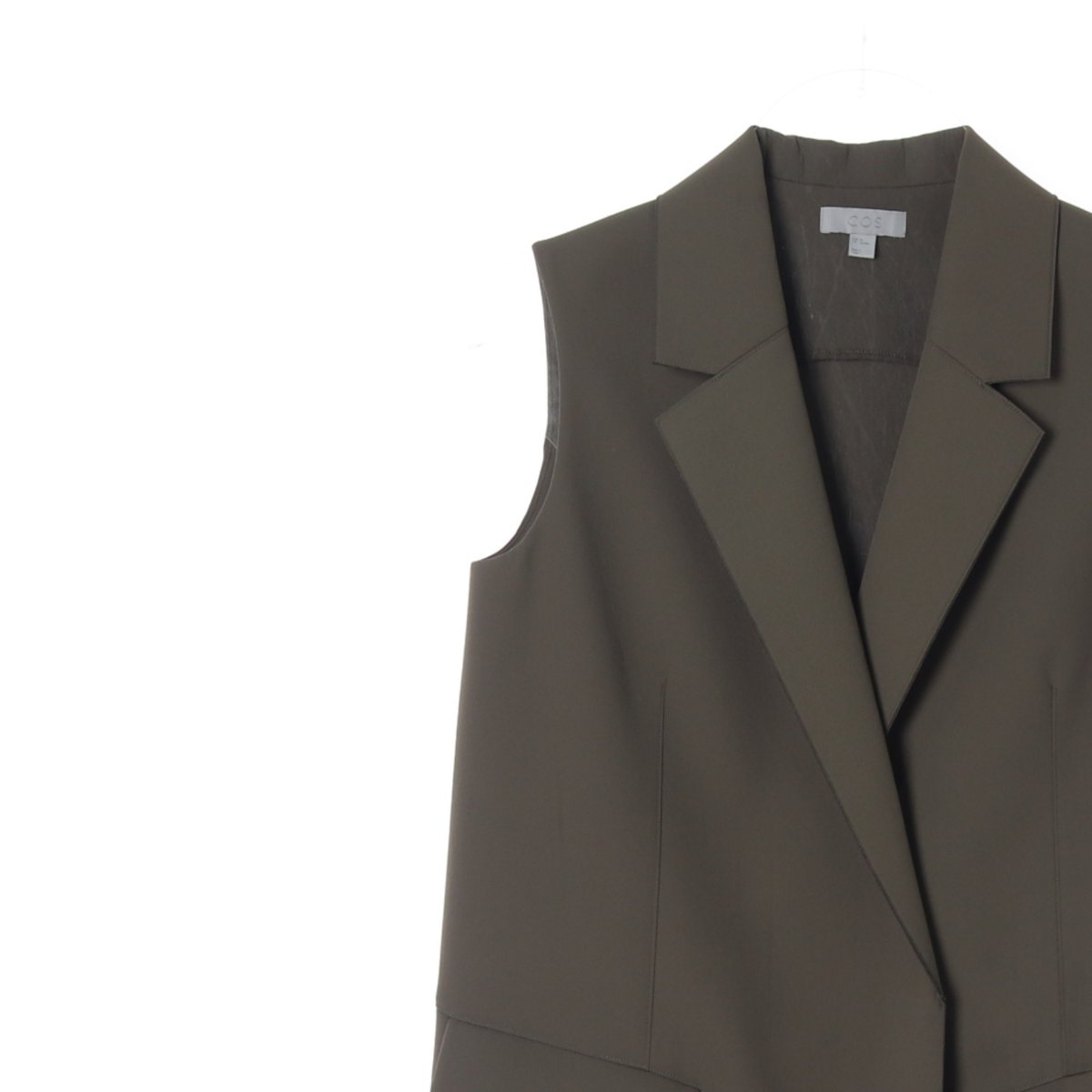 코스 카키 테일러드 조끼 재킷 롱 베스트 이미지 2