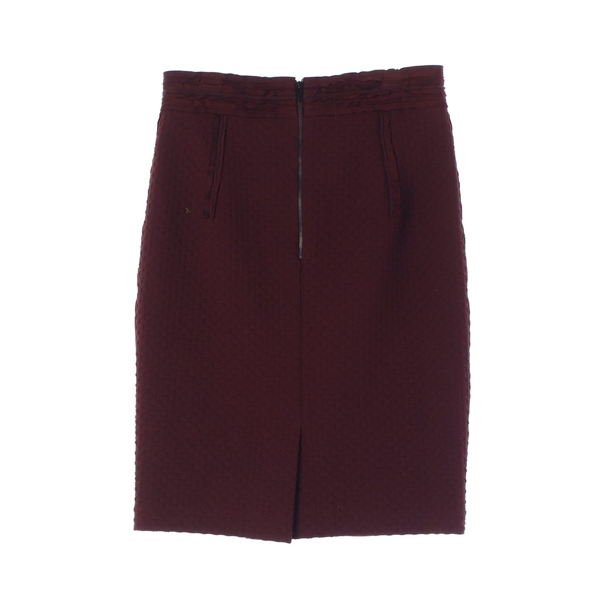 마인 레드 패턴 H라인 미디 스커트 이미지 4