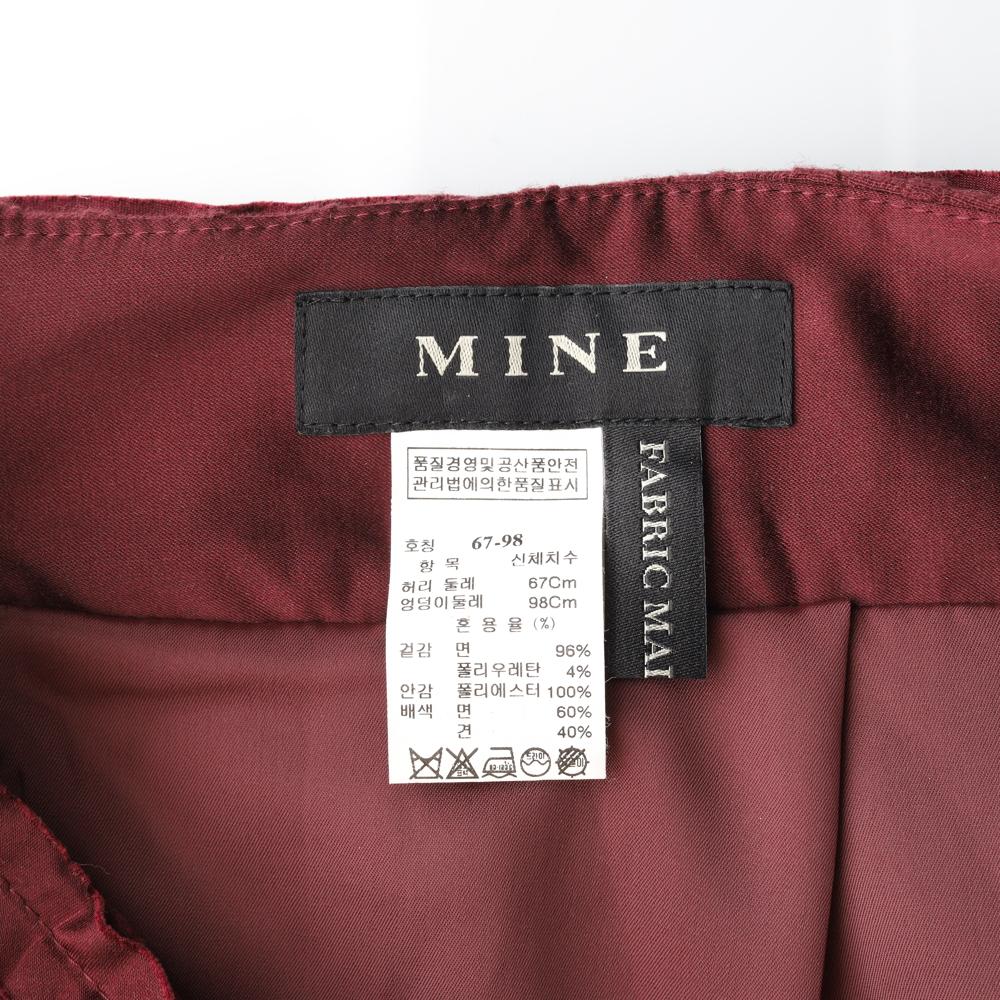 마인 레드 패턴 H라인 미디 스커트 이미지 5