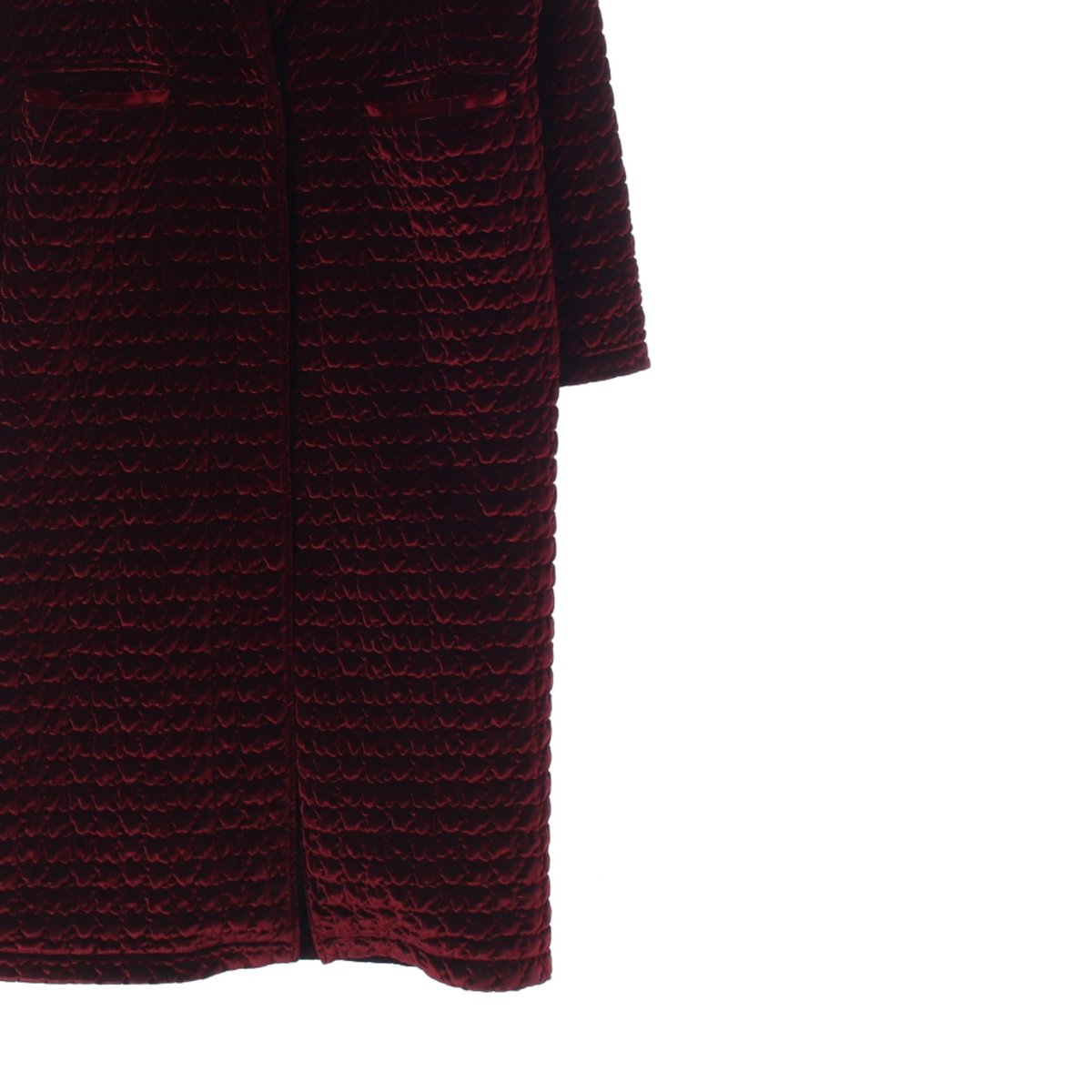 자라 와인 퀼팅 벨벳 맥시 롱코트 이미지 3