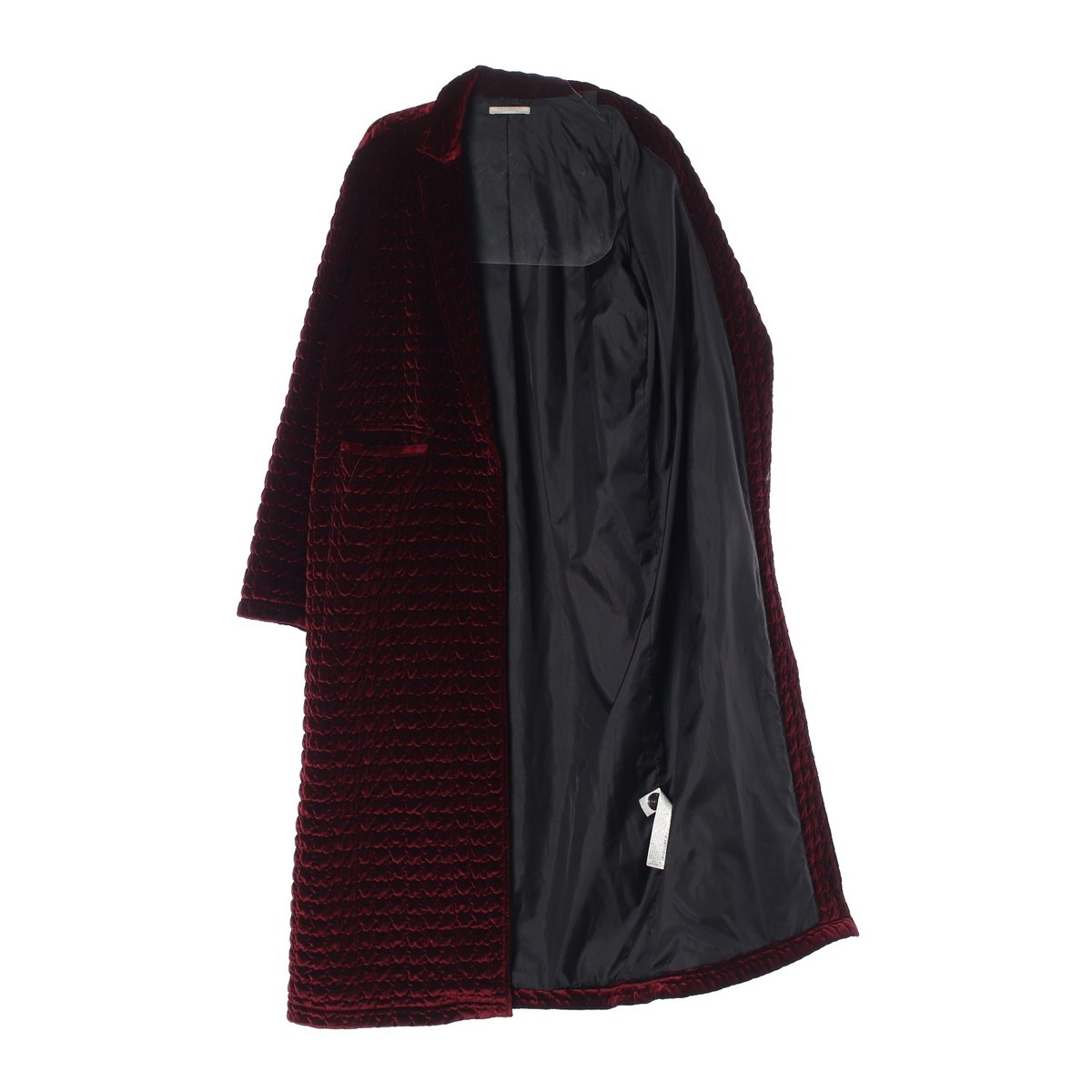 자라 와인 퀼팅 벨벳 맥시 롱코트 이미지 4