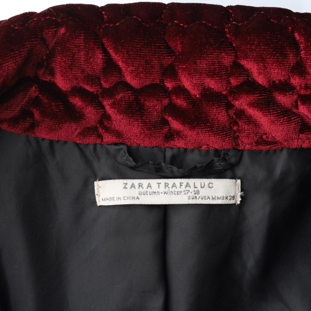 자라 와인 퀼팅 벨벳 맥시 롱코트 이미지 6