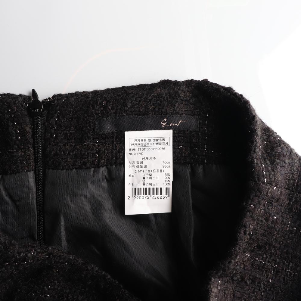 지컷 블랙 트위드 미니 스커트 이미지 5