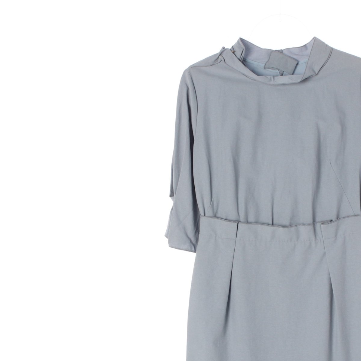 마인 블루그레이 모크넥 반팔 정장 원피스 이미지 2