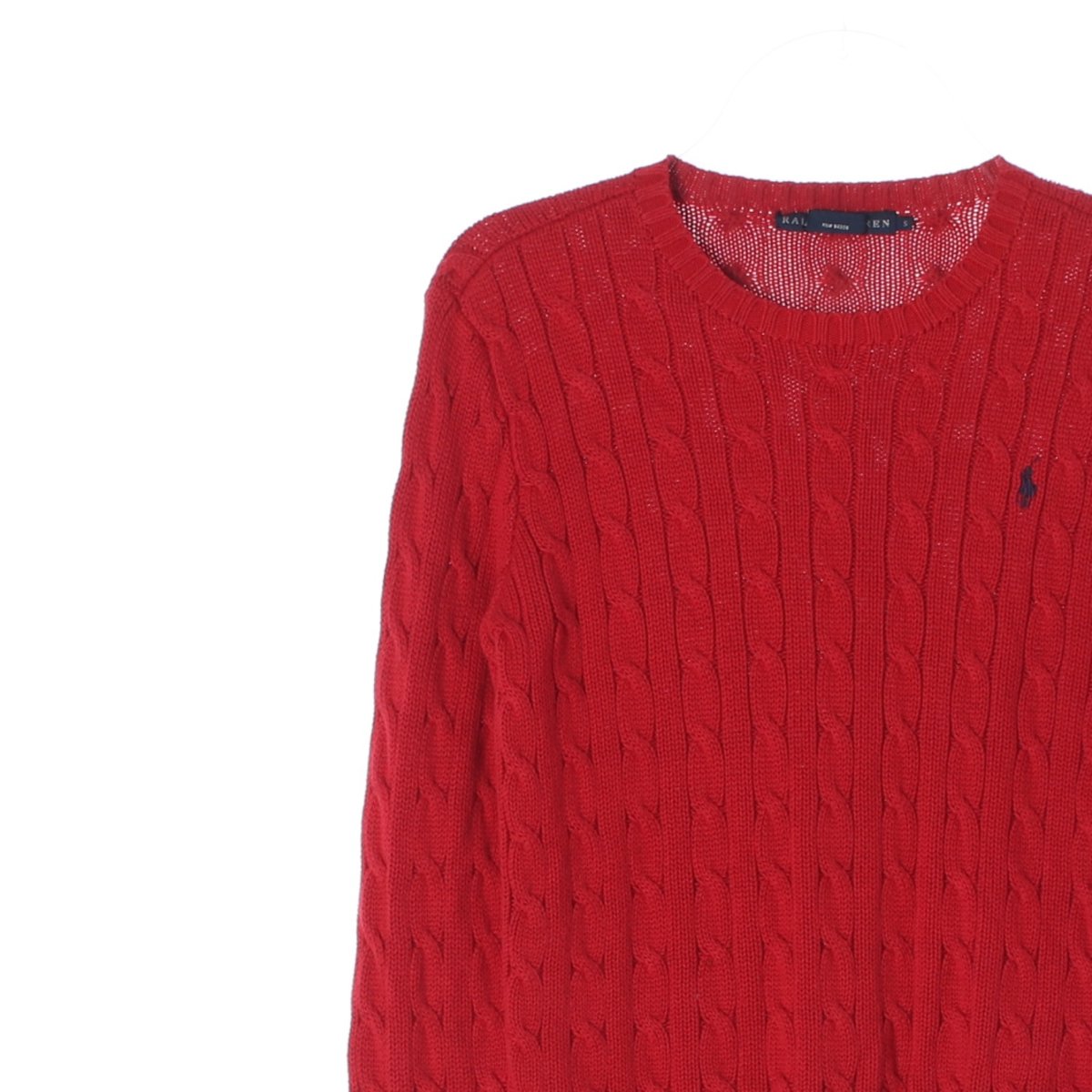폴로 랄프 로렌 레드 꽈배기 크루넥 니트 스웨터 이미지 2