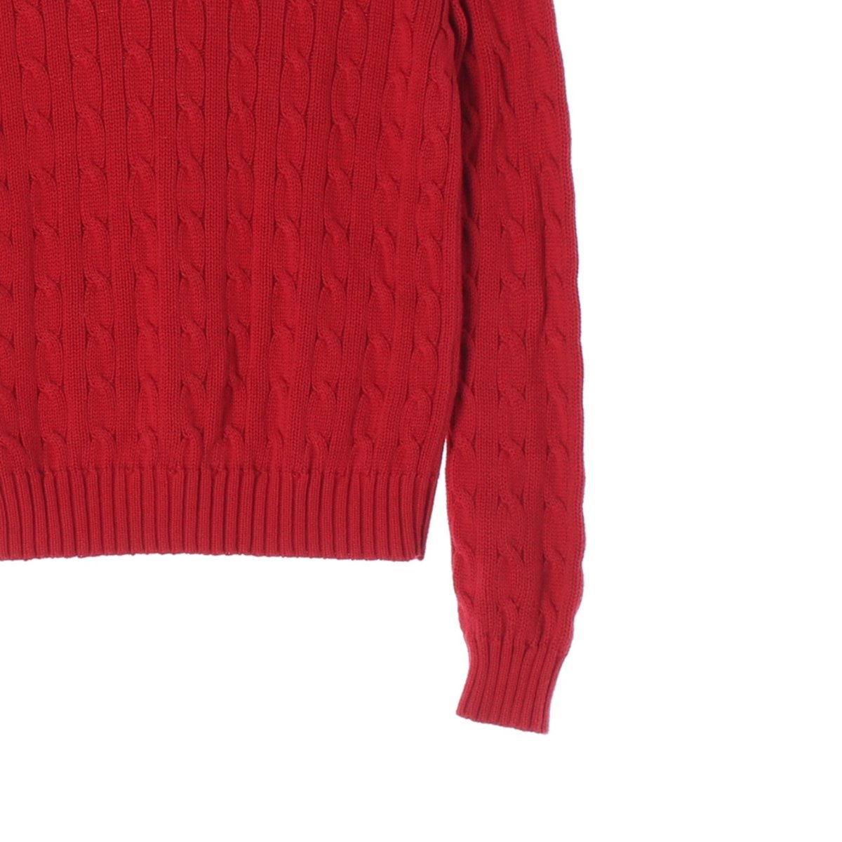 폴로 랄프 로렌 레드 꽈배기 크루넥 니트 스웨터 이미지 3