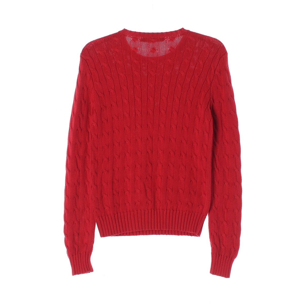 폴로 랄프 로렌 레드 꽈배기 크루넥 니트 스웨터 이미지 4