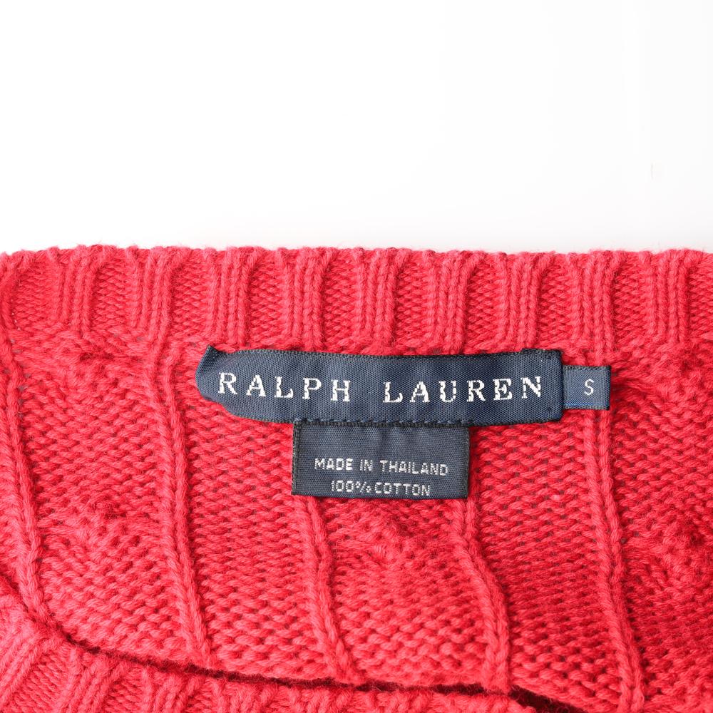 폴로 랄프 로렌 레드 꽈배기 크루넥 니트 스웨터 이미지 5