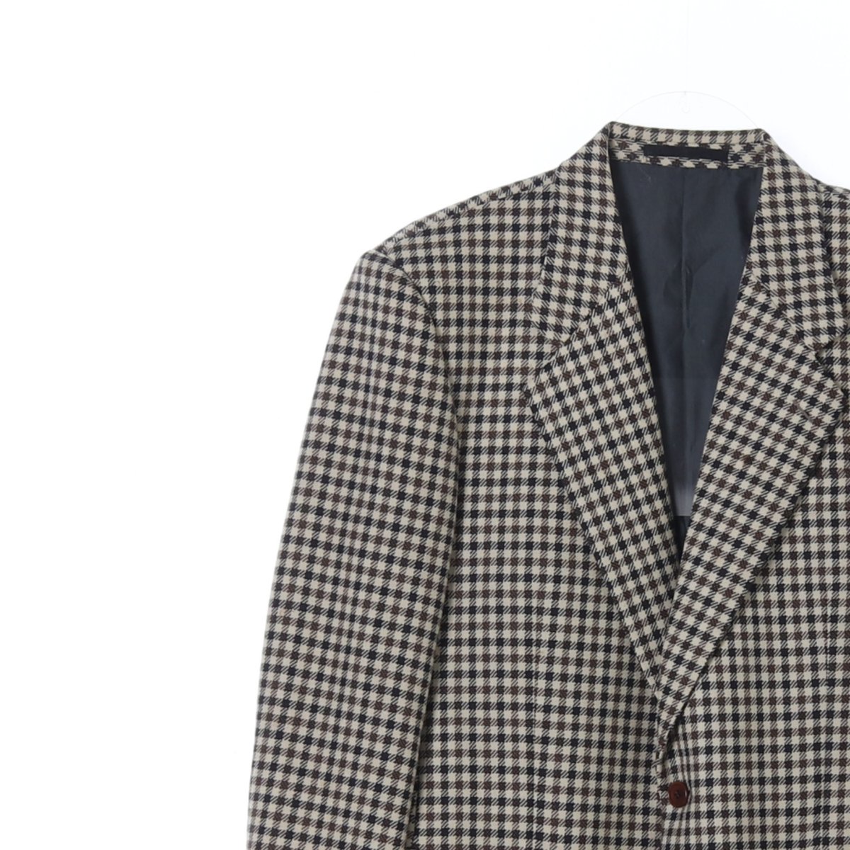 입생로랑 울100% 베이지 체크 블레이저 싱글재킷 이미지 2