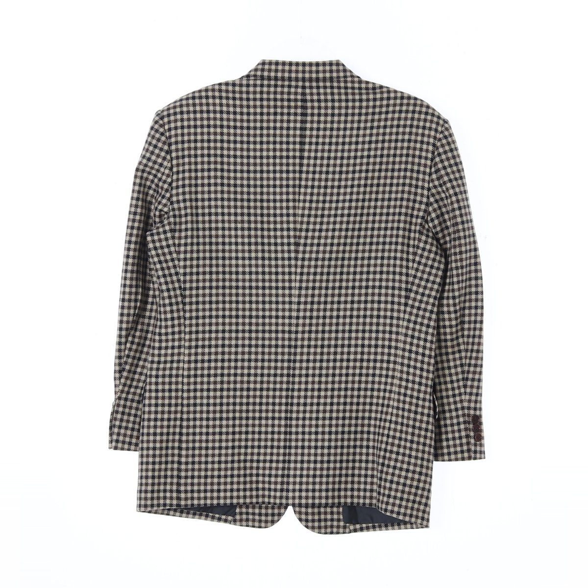 입생로랑 울100% 베이지 체크 블레이저 싱글재킷 이미지 5