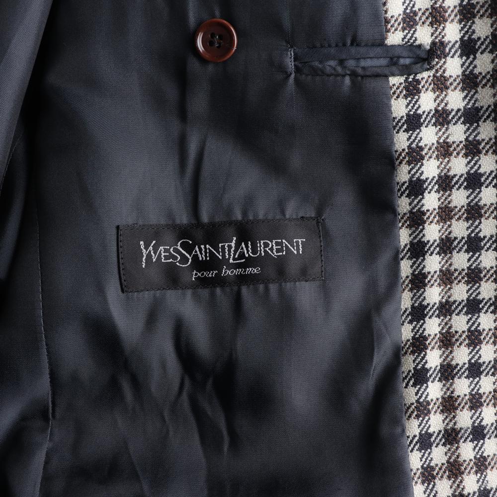 입생로랑 울100% 베이지 체크 블레이저 싱글재킷 이미지 6