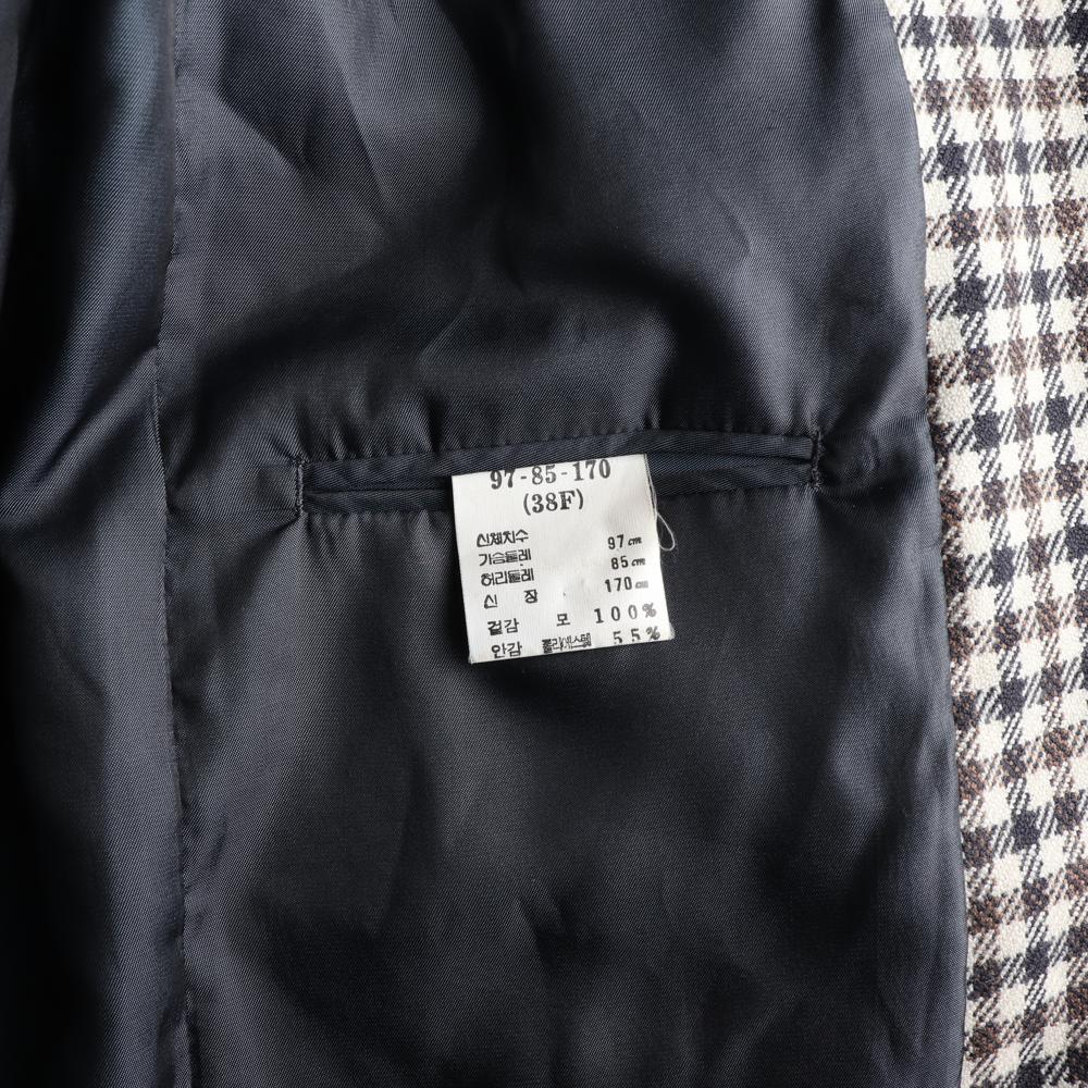 입생로랑 울100% 베이지 체크 블레이저 싱글재킷 이미지 7