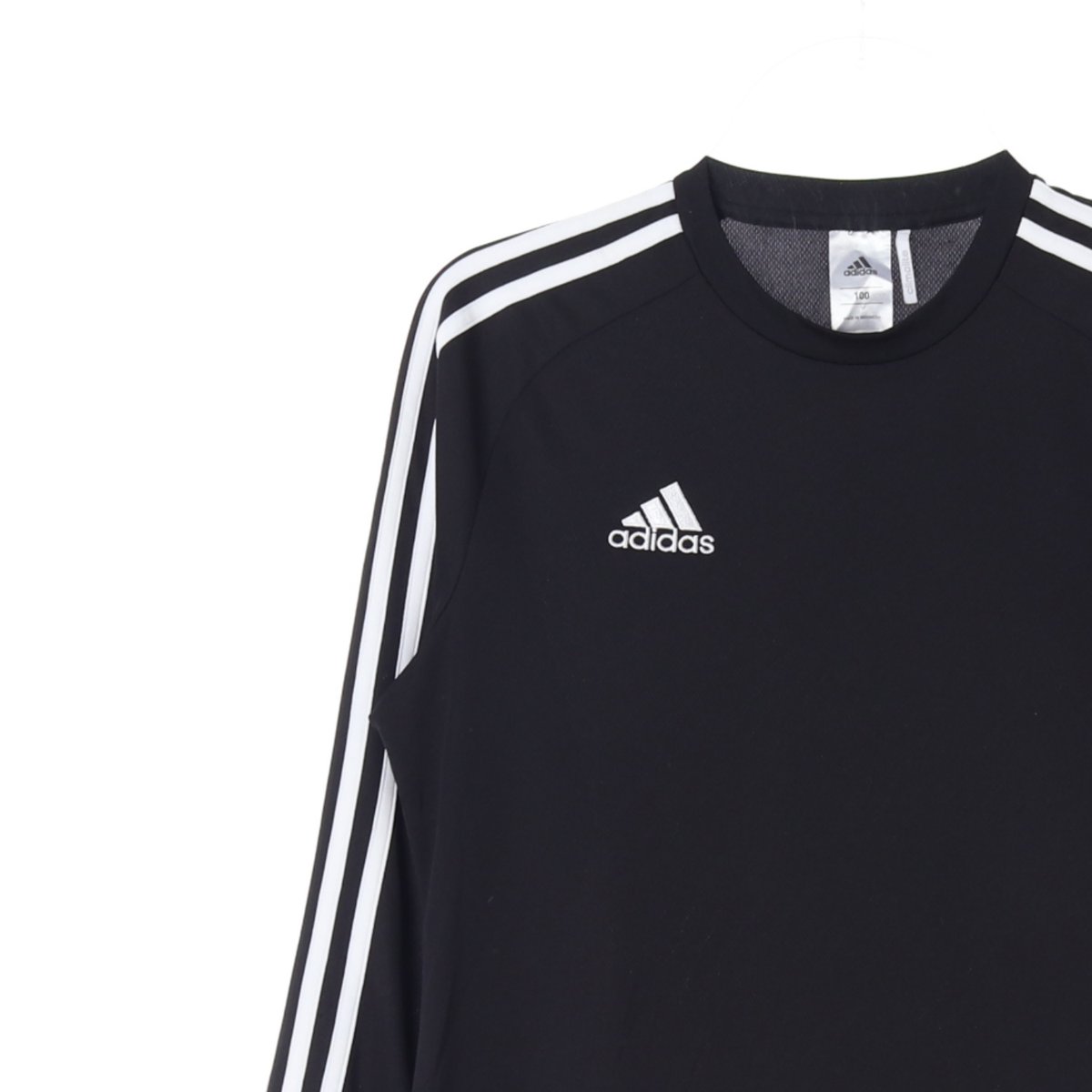 아디다스 블랙화이트 삼선 라운드 긴팔 티셔츠 이미지 2