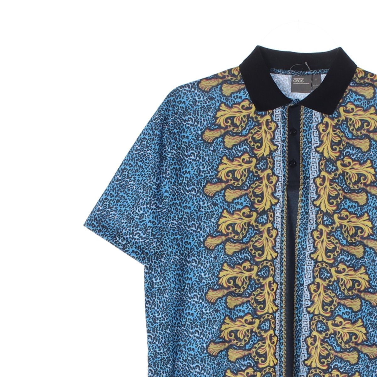 asos아소스 블루 패턴 폴로 셔츠 이미지 2