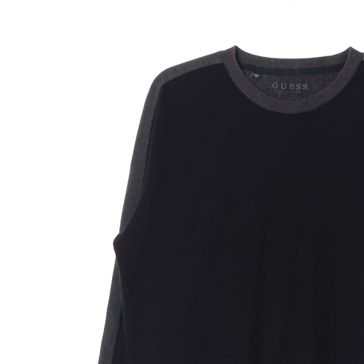게스 블랙 그레이 로고 와플 긴팔 티셔츠 이미지 2