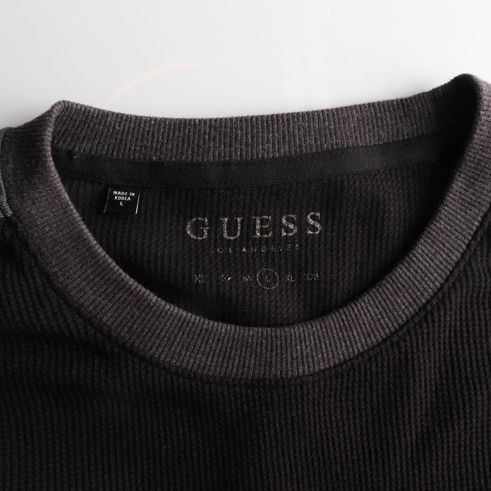 게스 블랙 그레이 로고 와플 긴팔 티셔츠 이미지 5