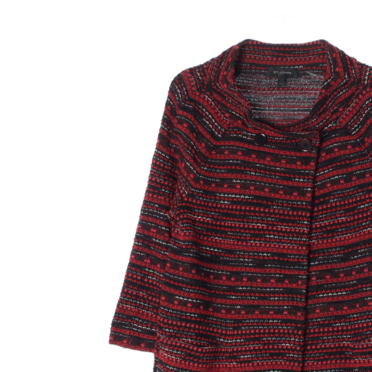 센존 레드 블랙 울 니트 롱 가디건 코트 이미지 2