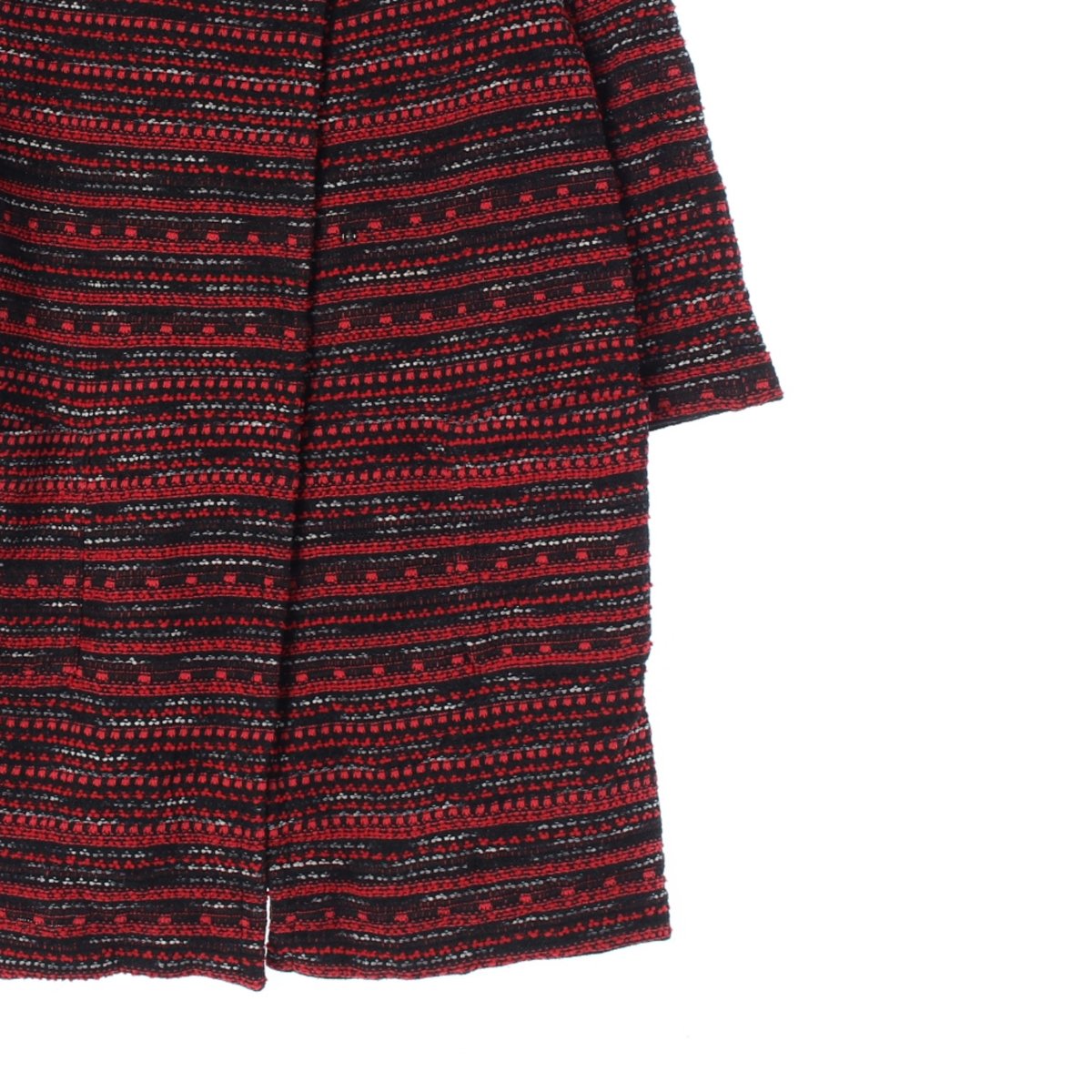 센존 레드 블랙 울 니트 롱 가디건 코트 이미지 3