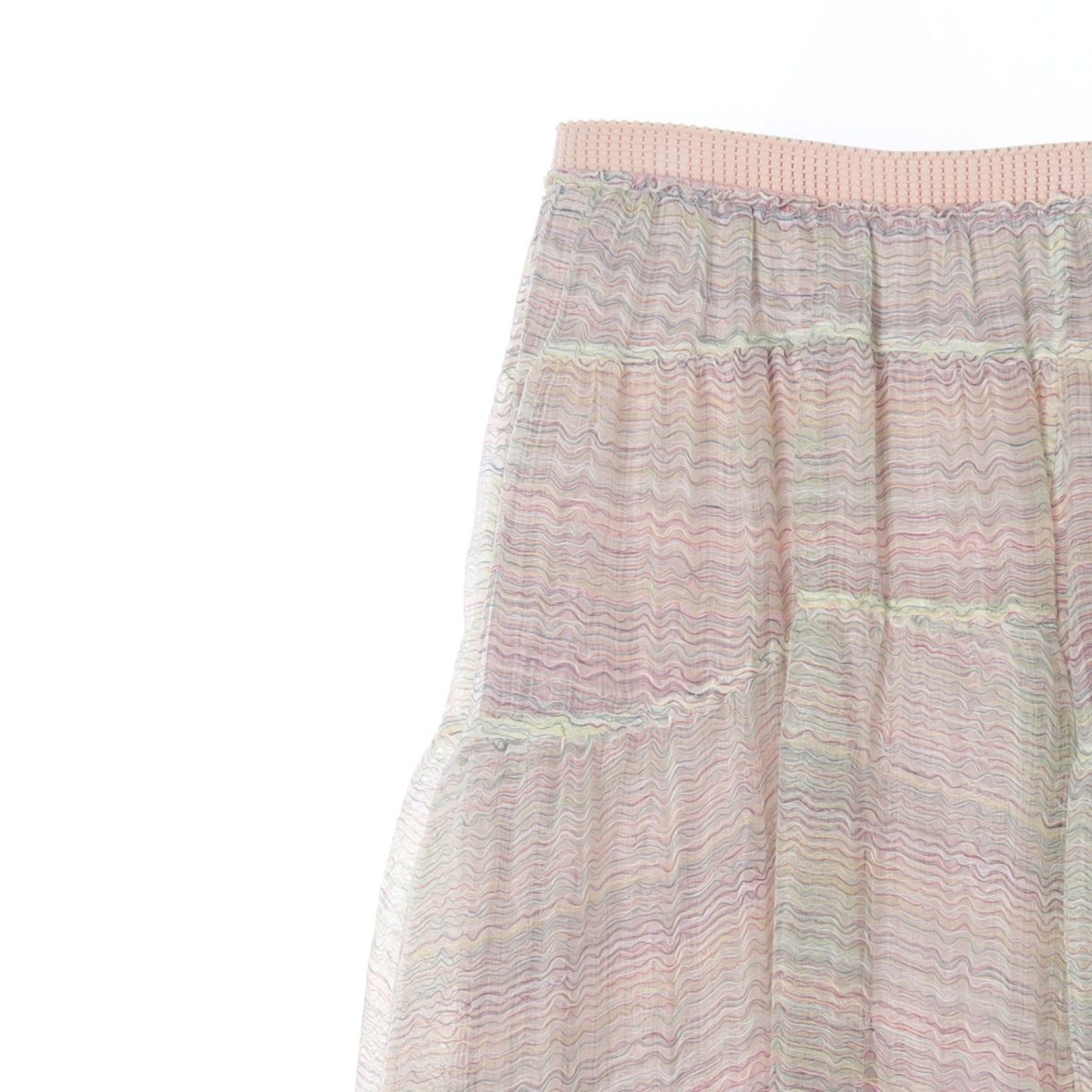 마인 핑크 트위드 스타일 쉬폰 레이어드 롱 스커트 이미지 2