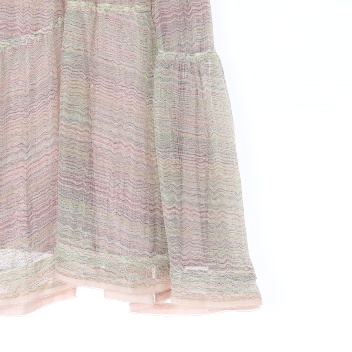 마인 핑크 트위드 스타일 쉬폰 레이어드 롱 스커트 이미지 3