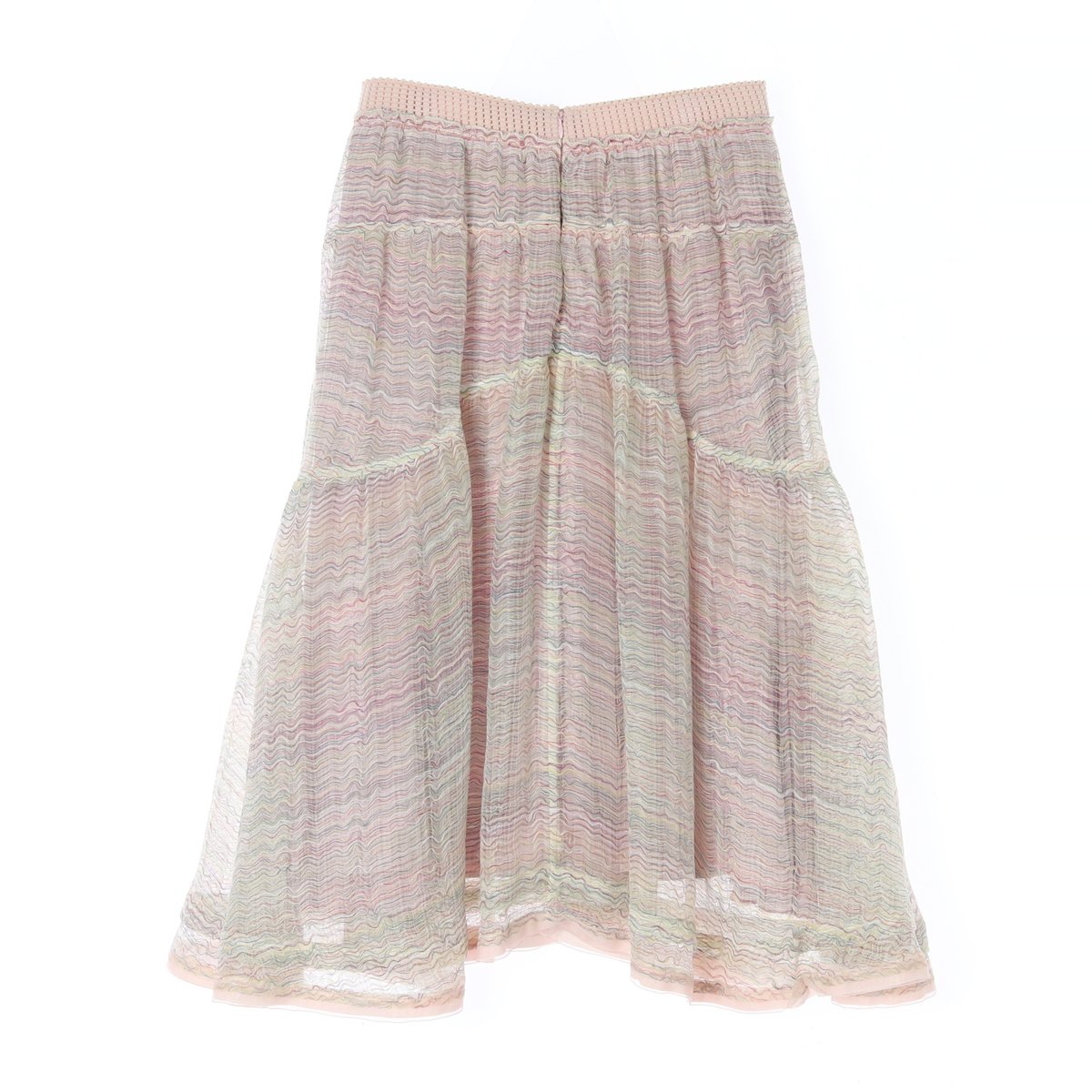 마인 핑크 트위드 스타일 쉬폰 레이어드 롱 스커트 이미지 4