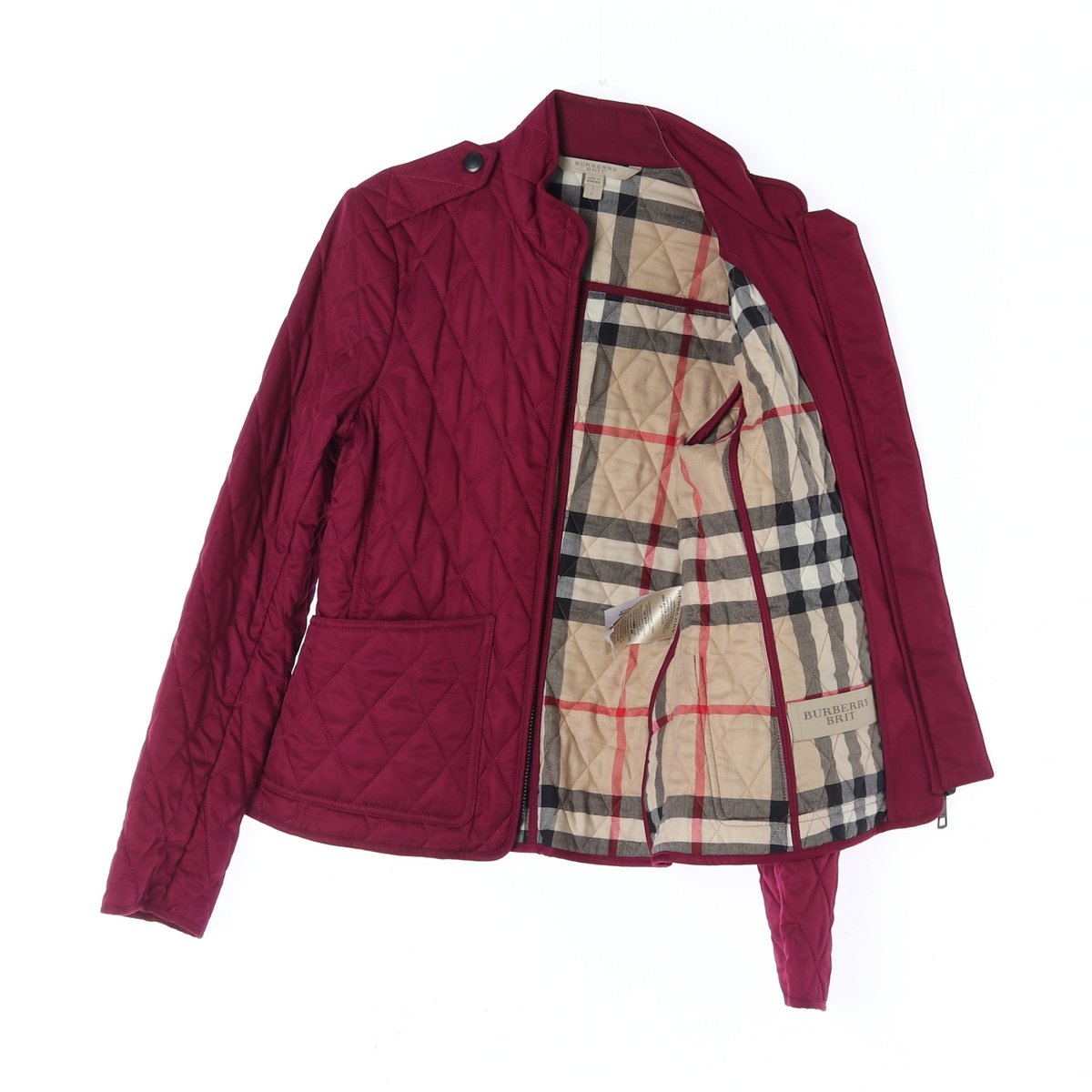 버버리 와인 퀼팅 경량 패딩 재킷 이미지 4