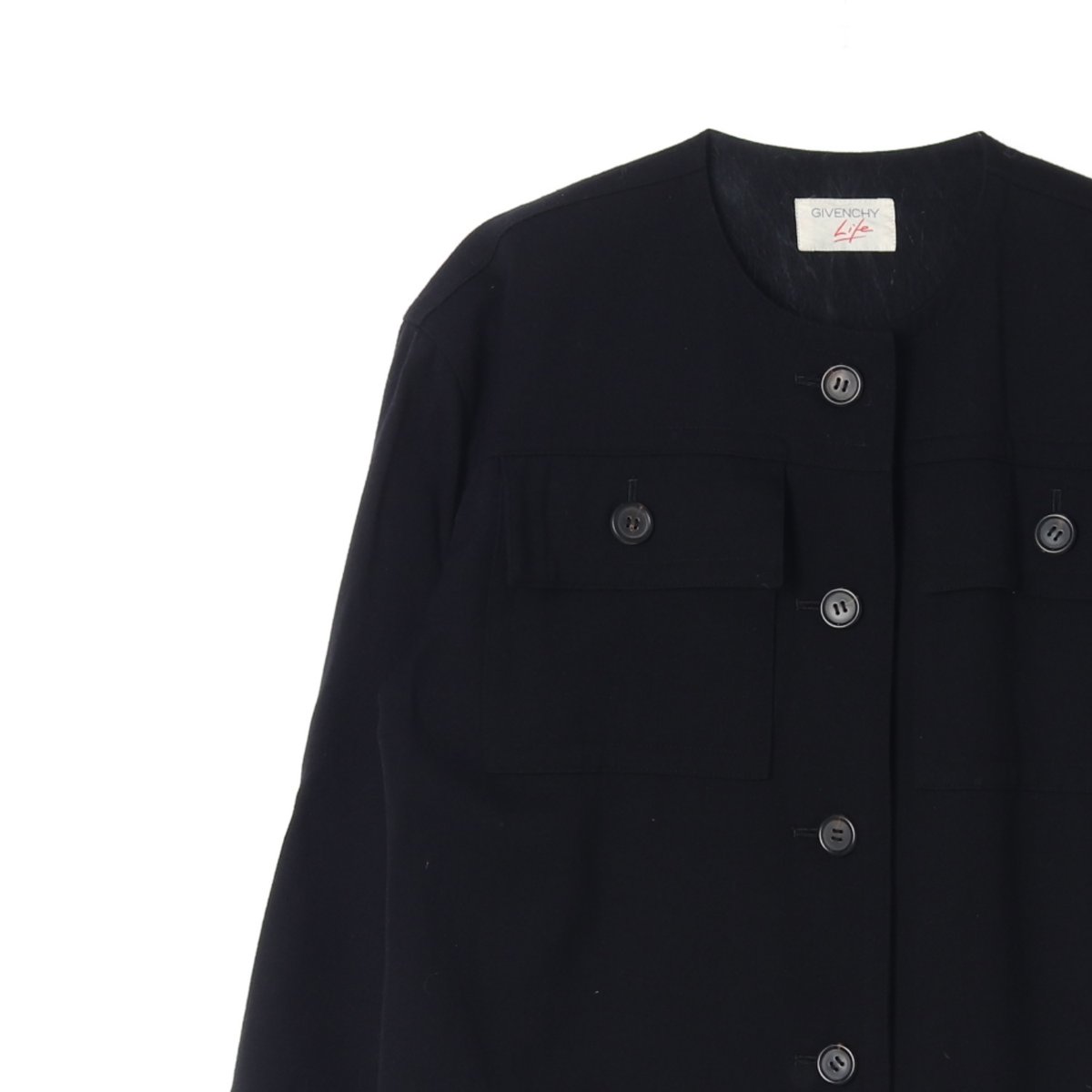 지방시 울98% 블랙 노카라 포켓 재킷 이미지 2