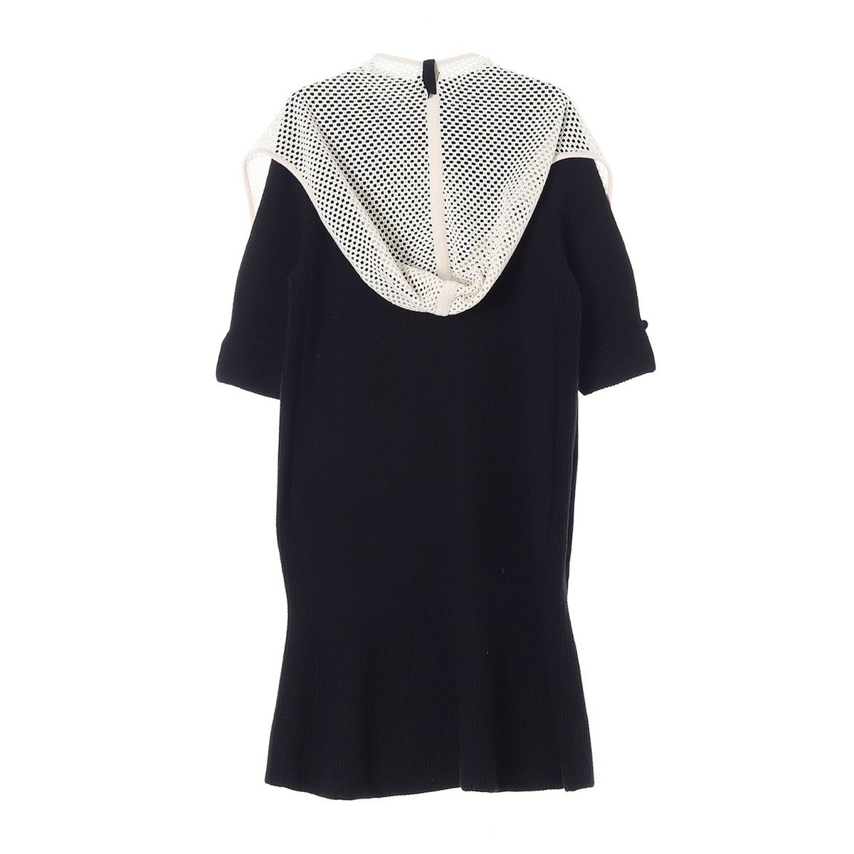 마인 후드 머플러 레이어드 블랙 니트원피스 이미지 4