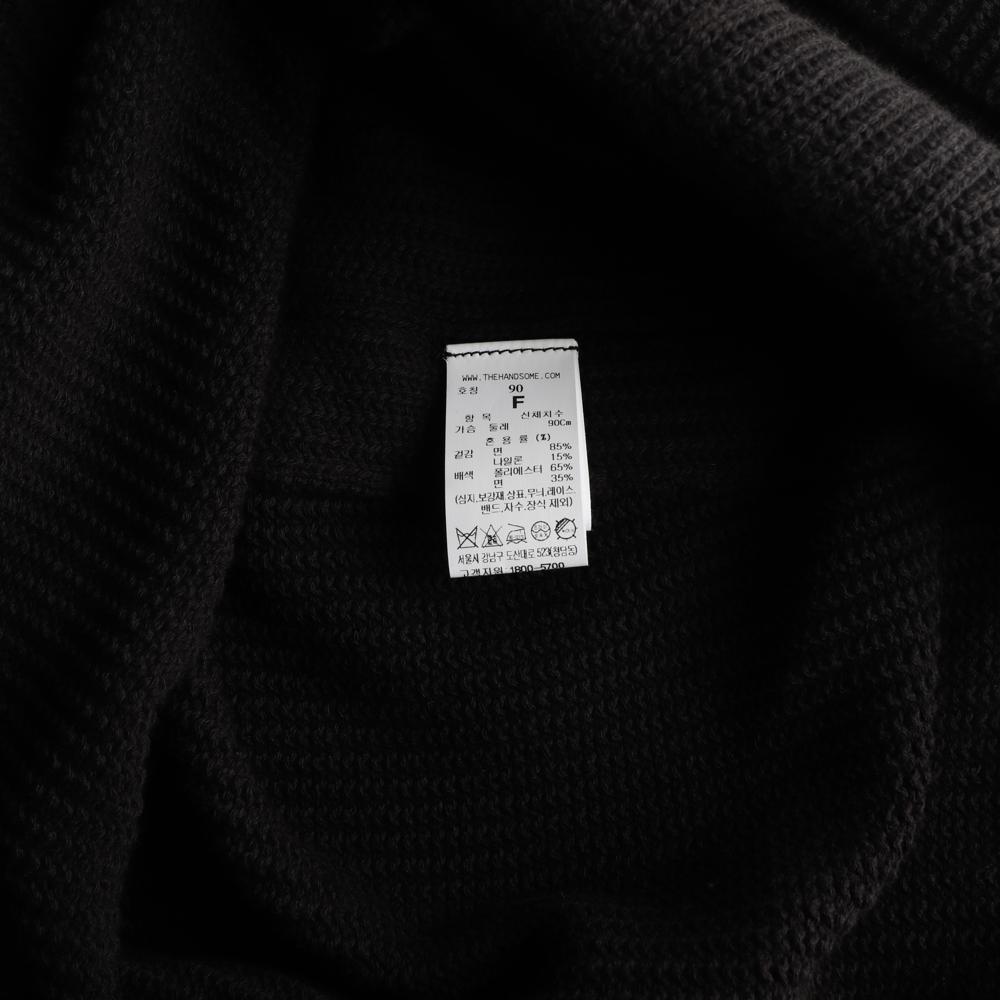 마인 후드 머플러 레이어드 블랙 니트원피스 이미지 6
