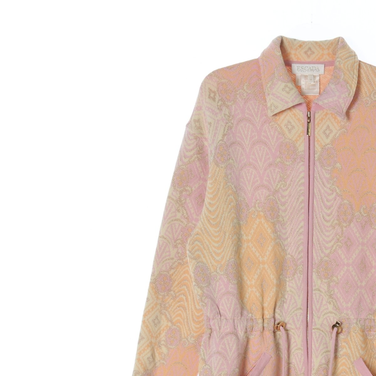 에스카다 울캐시미어85% 핑크 패턴 니트 집업재킷 가디건 이미지 2