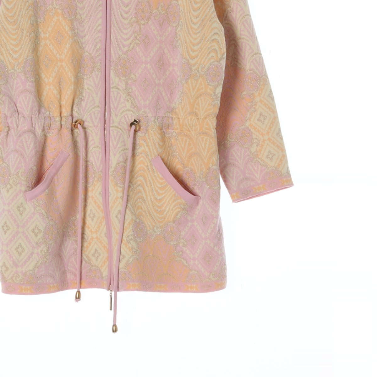 에스카다 울캐시미어85% 핑크 패턴 니트 집업재킷 가디건 이미지 3