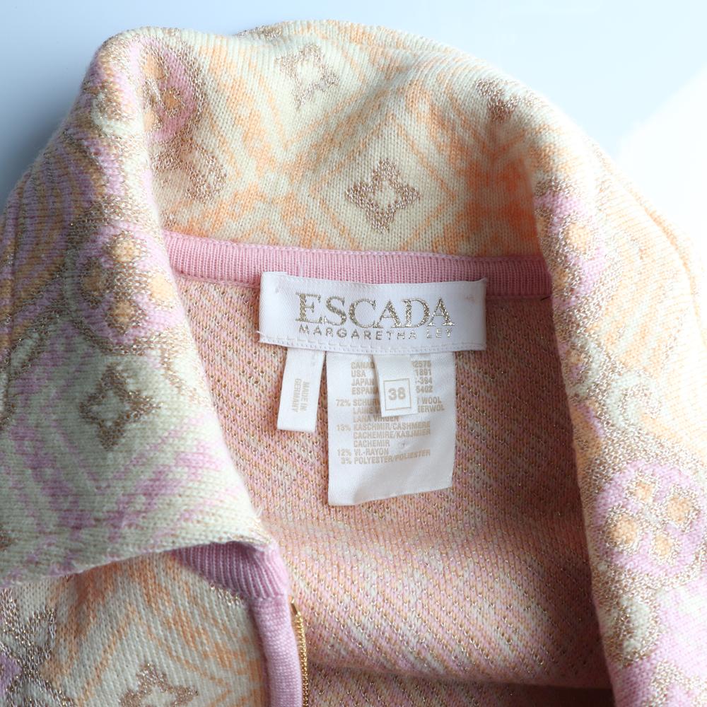 에스카다 울캐시미어85% 핑크 패턴 니트 집업재킷 가디건 이미지 5