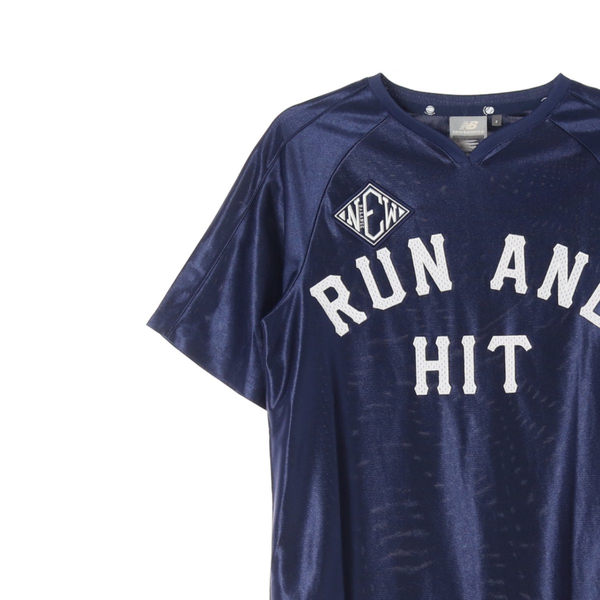 뉴발란스 네이비 레이어드 유광 져지 반팔 티셔츠 이미지 2