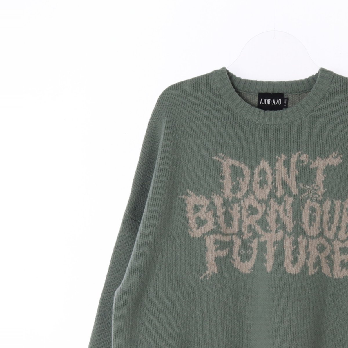 아조바이아조 그린 슬로건 울니트 스웨터 이미지 2