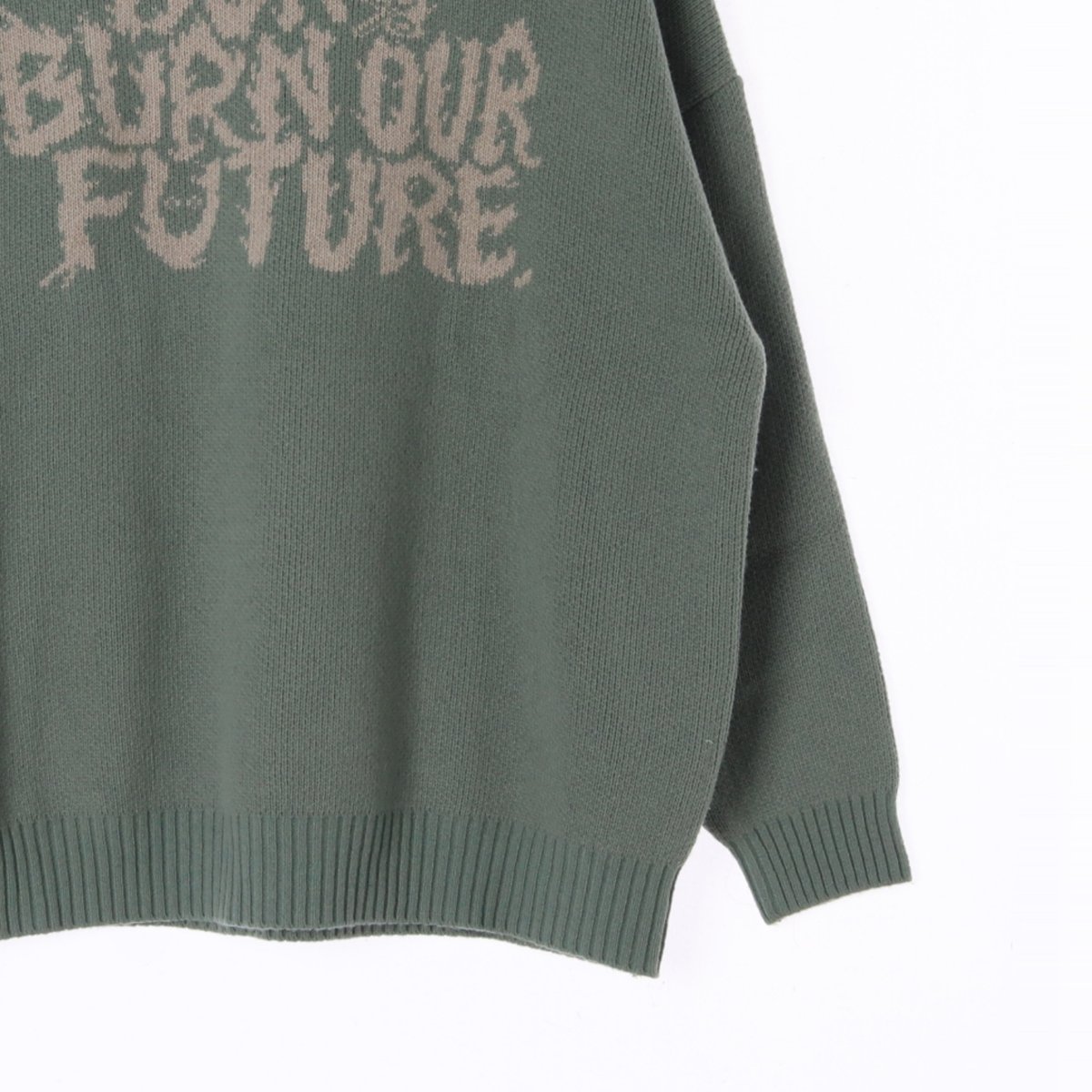 아조바이아조 슬로건 그린 울블랜드 니트 스웨터 이미지 3